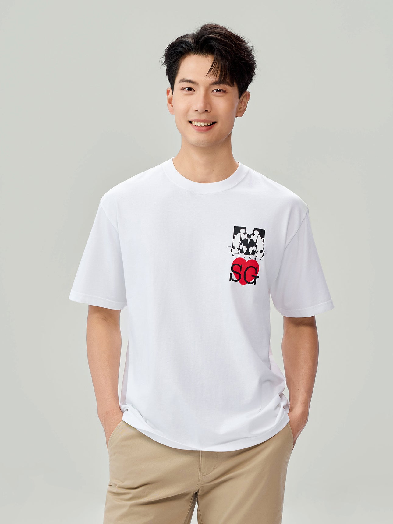 Men Disney Collection Mickey's I LOVE SG Heart Graphic T Shirt